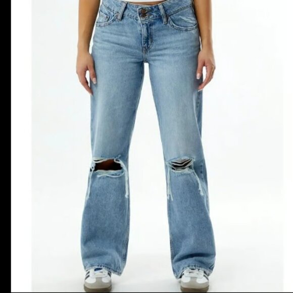 LEVIS LEVI'S LOOSE SUPER LOW TABLE TALK DESTROY JEANS NWOT 26 w - Picture 2 of 12